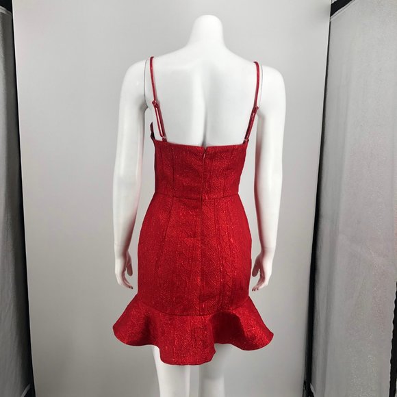 .New Lovers + Friends Metallic Mini Dress Red .021 - Picture 4 of 8